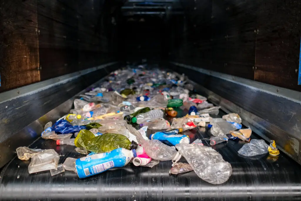 plastic waste on conveyor